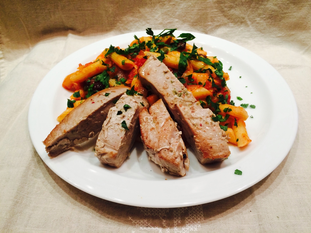 Penne with Tomato Sauce and Tuna
