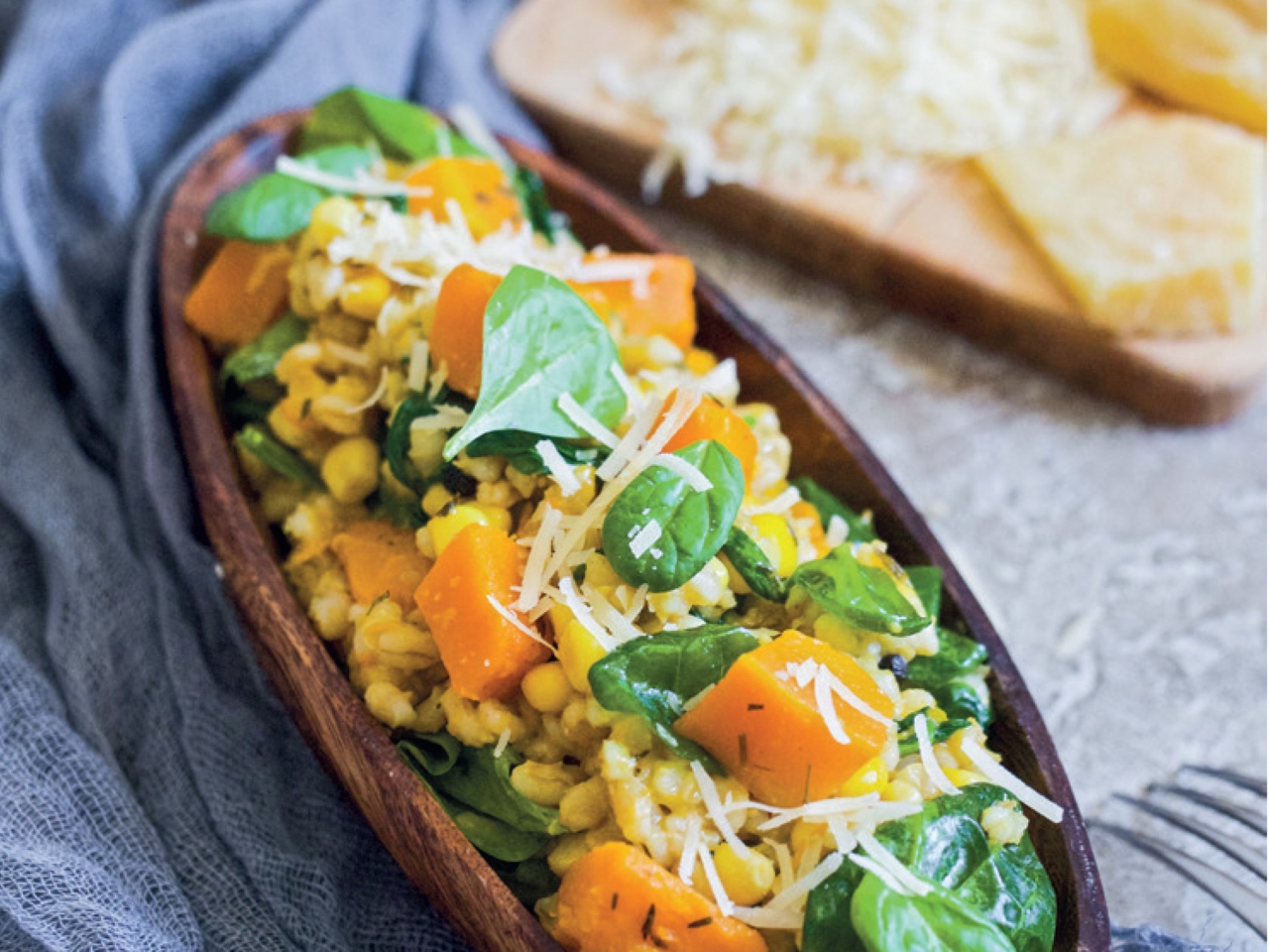 Pearl Barley Risotto with Pumpkin and Corn