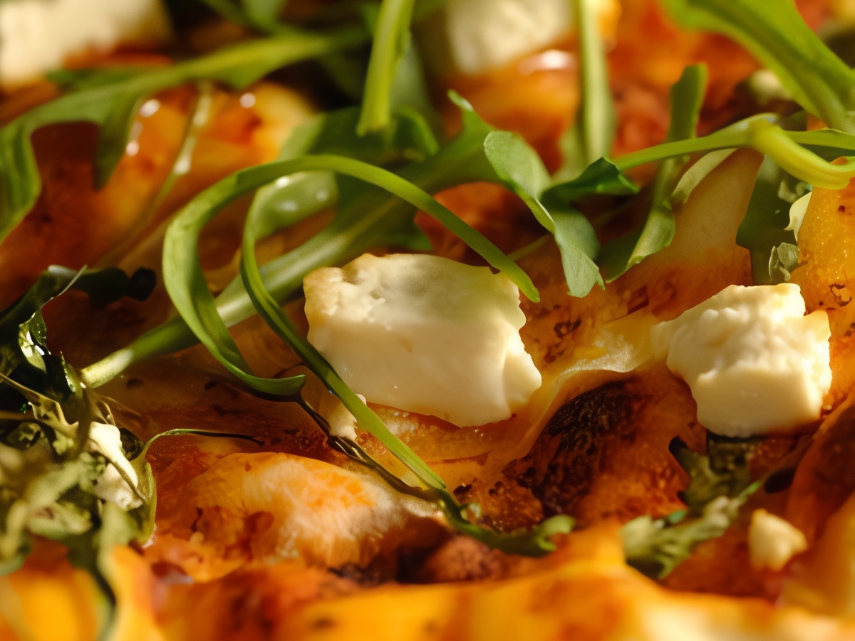 Lavash Pizza with Greens, Gorgonzola, and Roasted Almonds