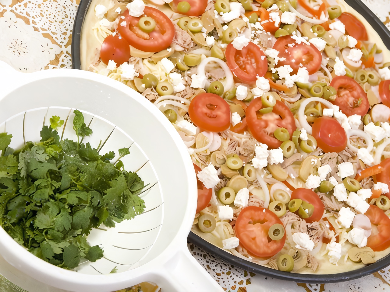 Pizza with Feta Cheese and Olives
