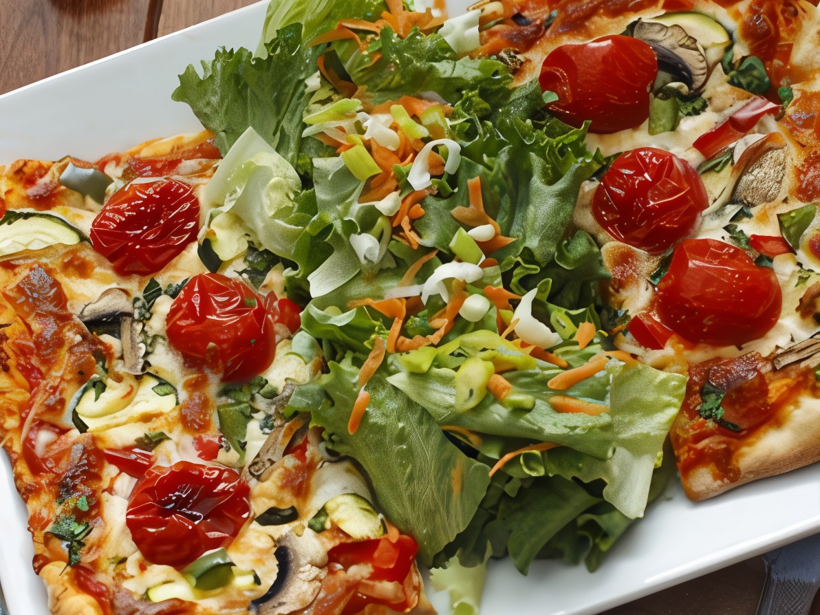 Vegetarian Pizza with Vegetables and Rice