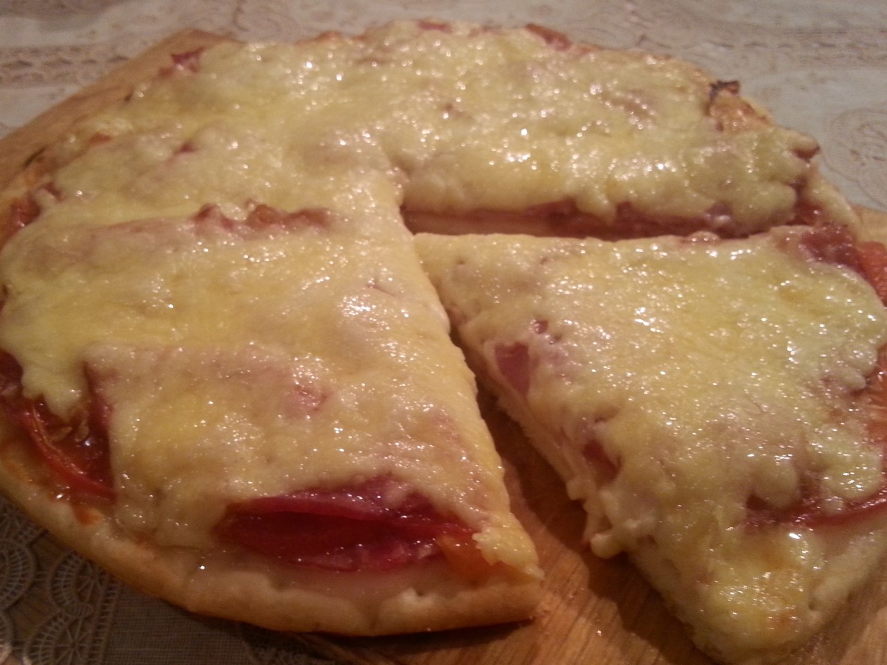 Pizza with Salami and Ham