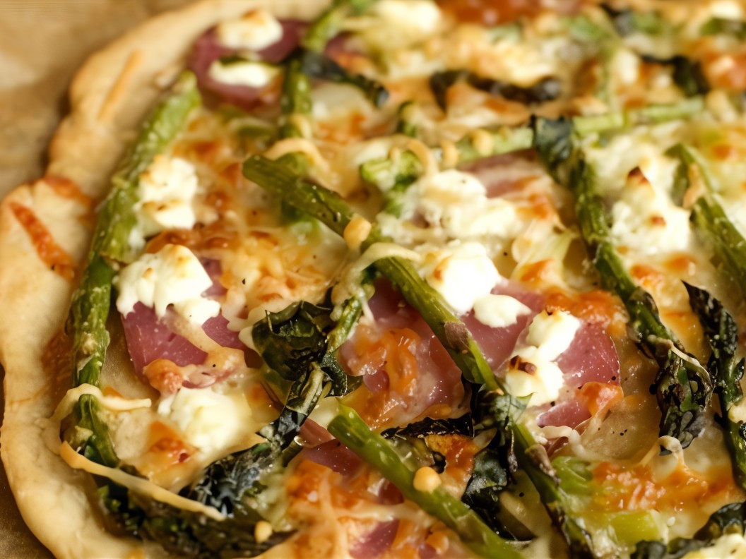 Pizza with Asparagus and Eggplant