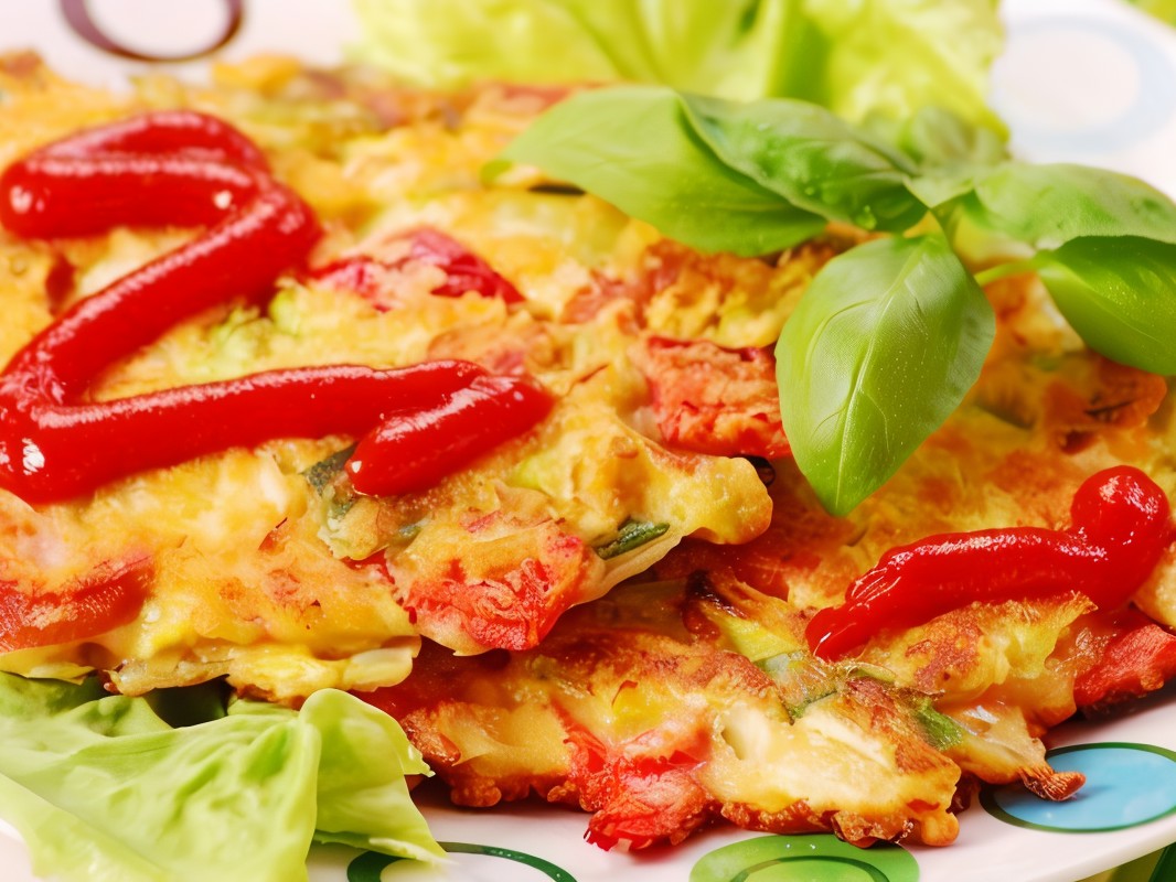 Spicy Omelette with Peppers, Gruyère Cheese, and Onion Sauce