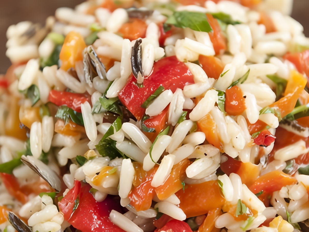 Pilaf with Pumpkin, Red Peppers, and Roasted Pumpkin Seeds