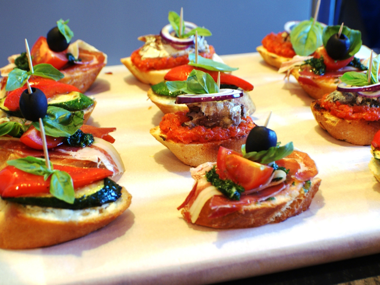 Pinchos with Ham, Sardines, or Zucchini