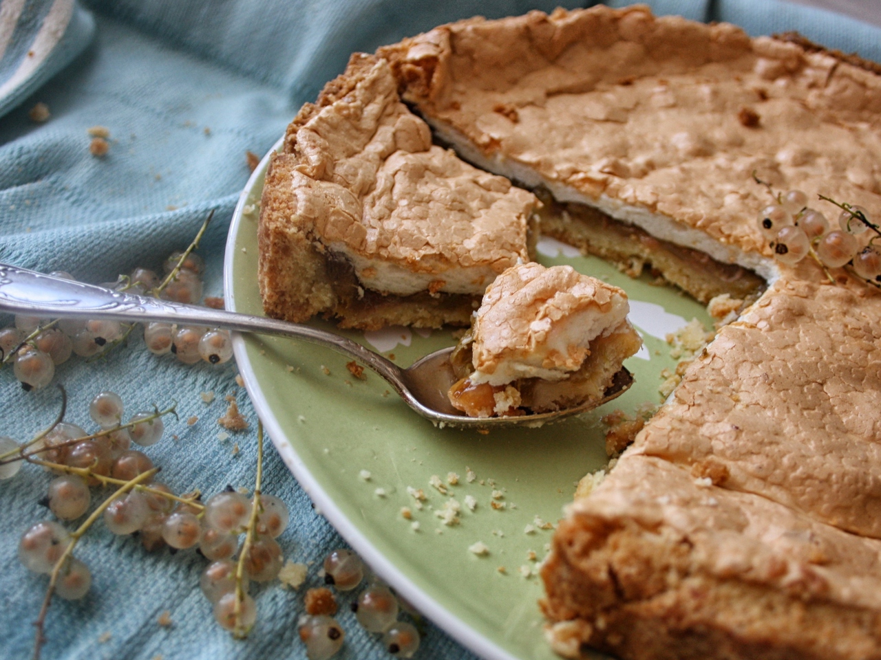 Rhubarb Pie with a Thin Meringue Layer