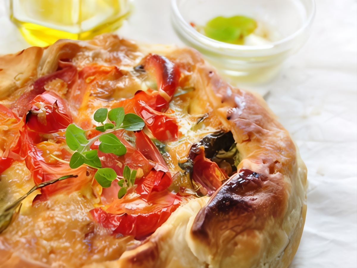 Zucchini, Cherry Tomato, and Bocconcini Pie