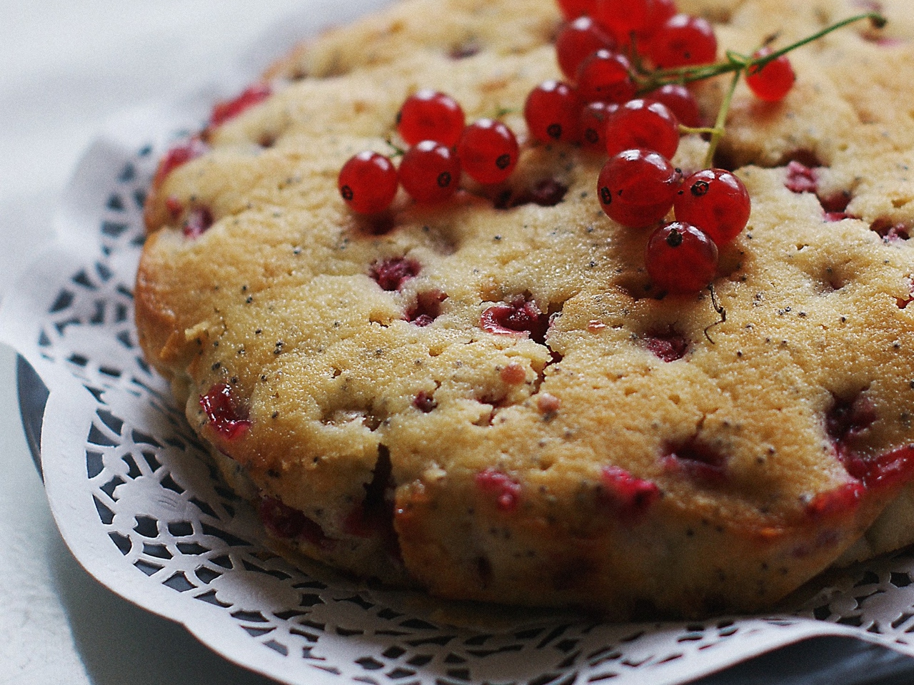 Пирог с маком и красной смородиной