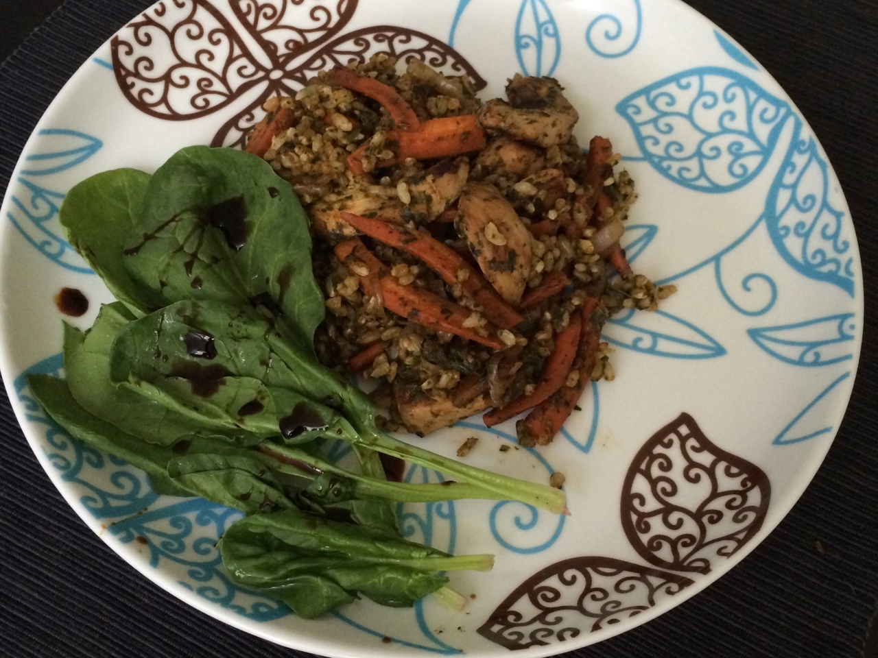 Whole Grain Rice and Spinach Pilaf