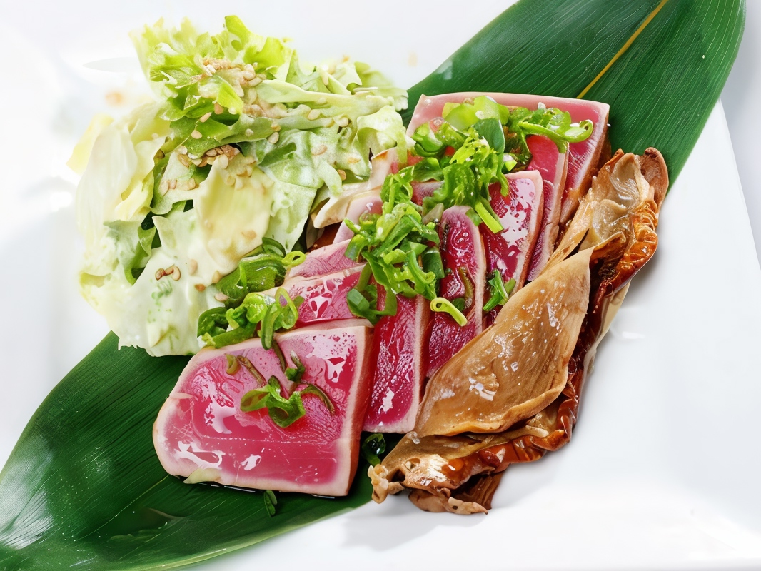 Seared Tuna with Parmesan, Arugula, and Mussels