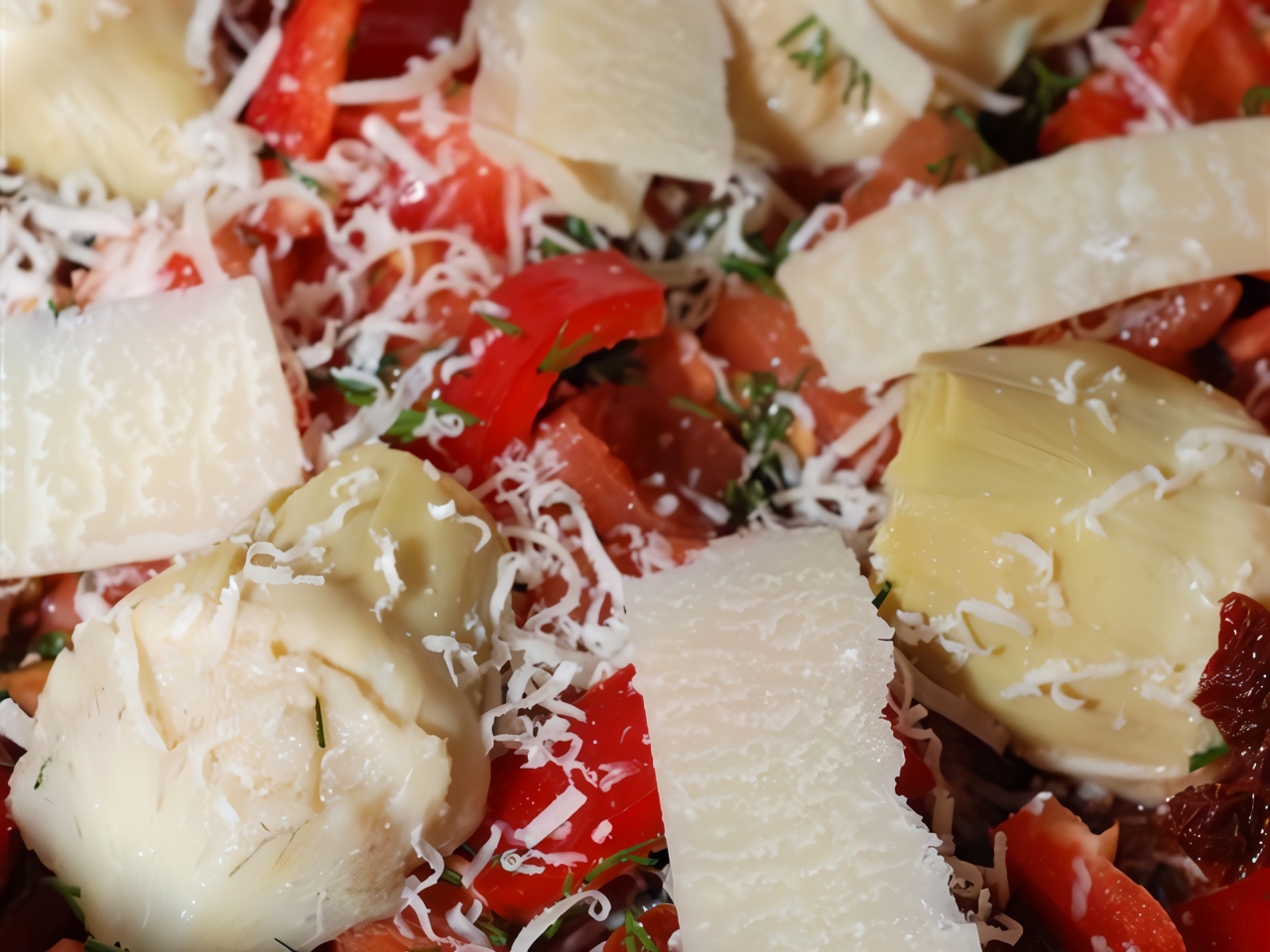 Roasted Tomatoes with Artichokes and Crispy Parmesan