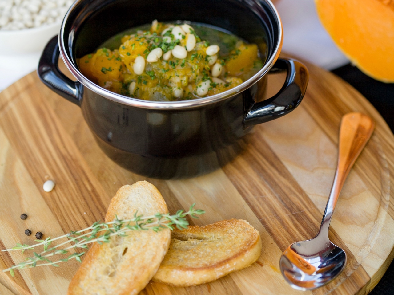 Pumpkin Soup with Smoked Meats