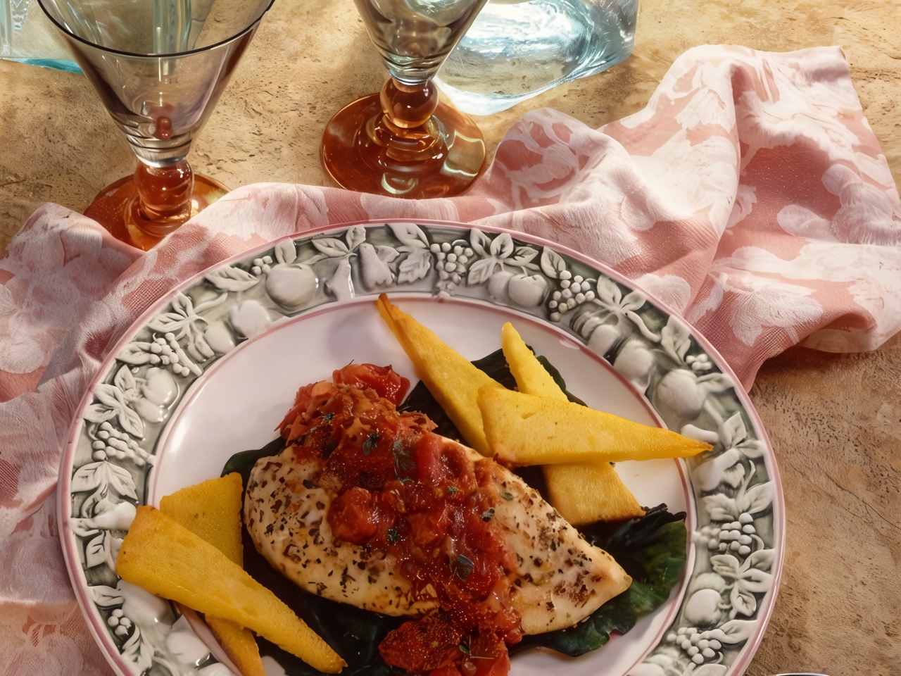Grilled Polenta with Pepper and Basil Dressing