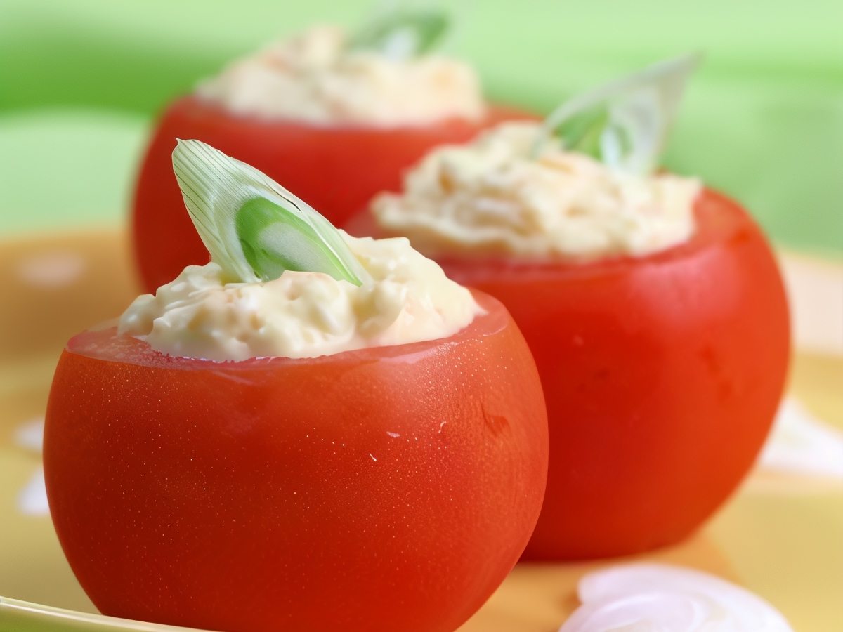 Tomatoes Stuffed with Cottage Cheese Vegetable Salad