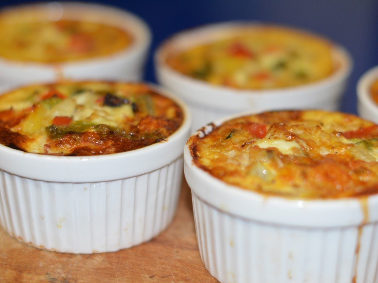 Portion Omelets with Pork and Vegetables