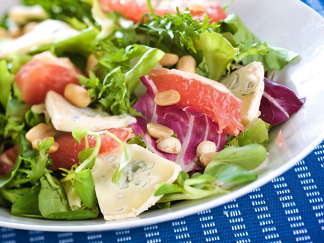 Festive Salad with Pine Nuts, Brie Cheese, and Champagne