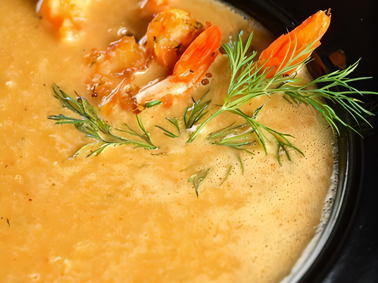 Spicy New Year's Pumpkin Soup with Shrimp