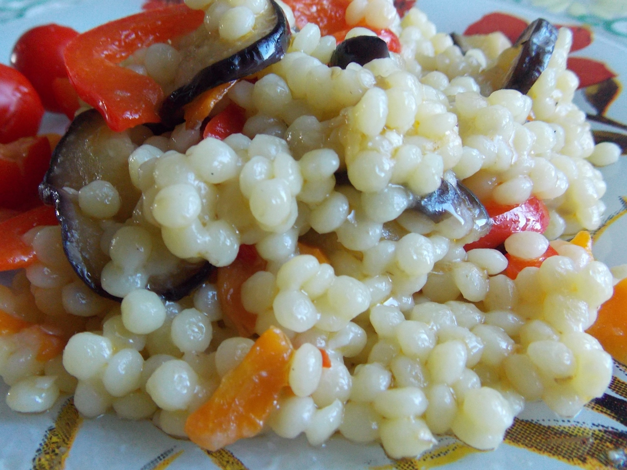 Ptitim with Eggplant and Bell Pepper