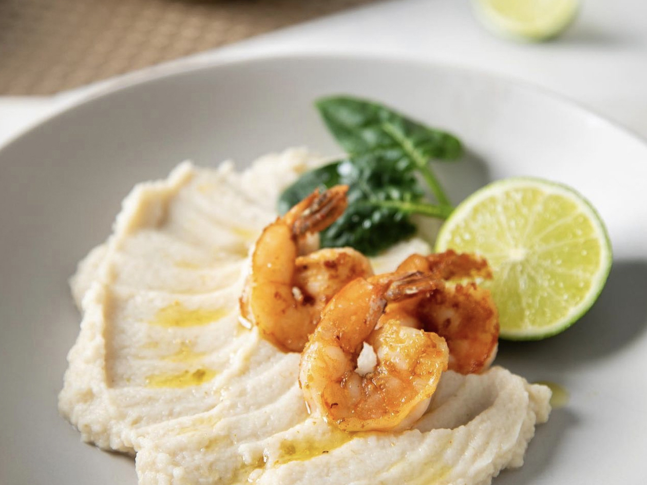 Celery Root Purée with Shrimp in Thai Style
