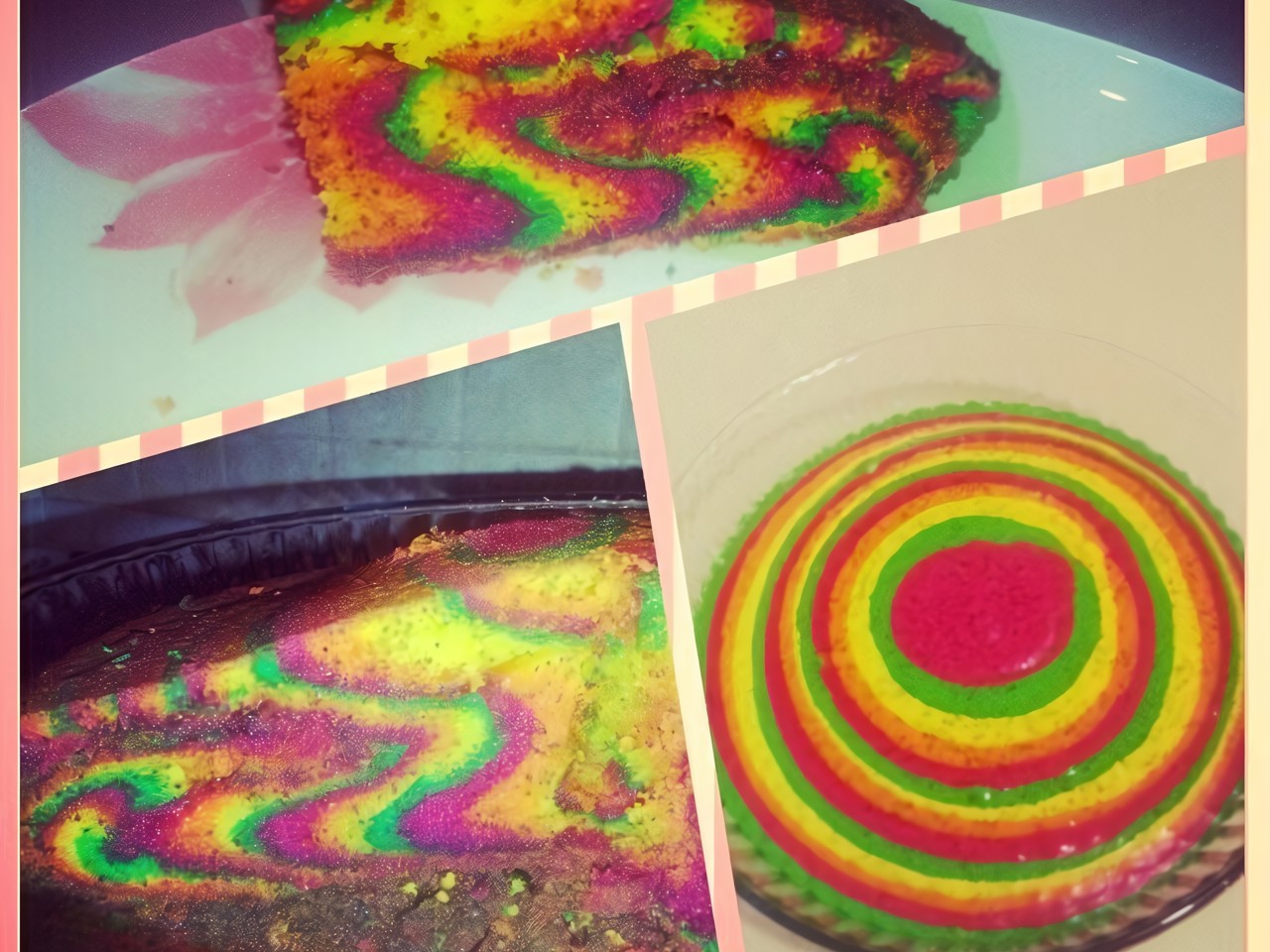 Rainbow Sour Cream Cake with Poppy Seeds