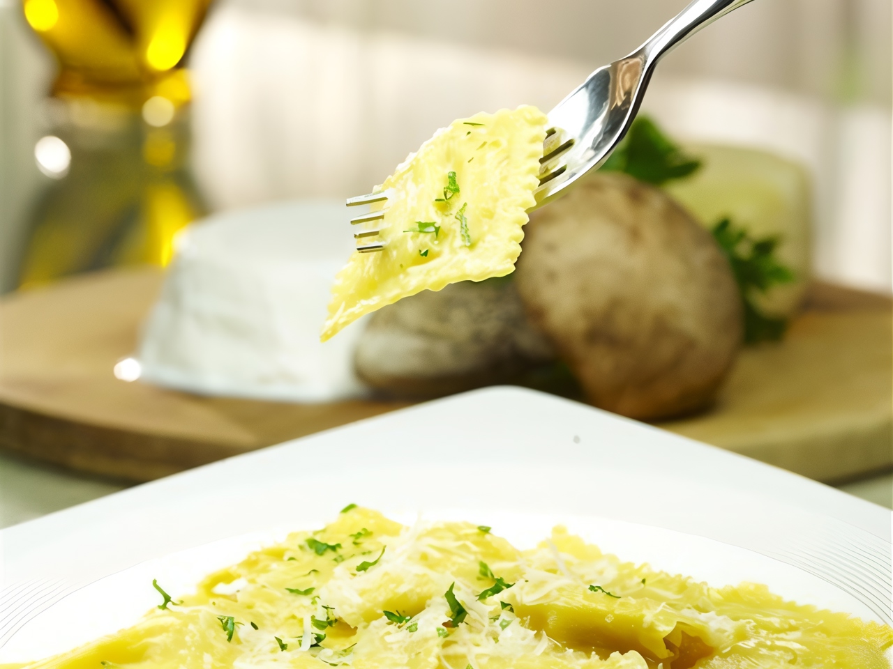 Ravioli 'Pasta Fresca' with Porcini Mushrooms and Ricotta