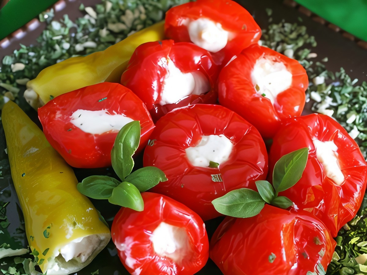 Colorful Peppers Stuffed with Creamy Cheese and Garlic Filling