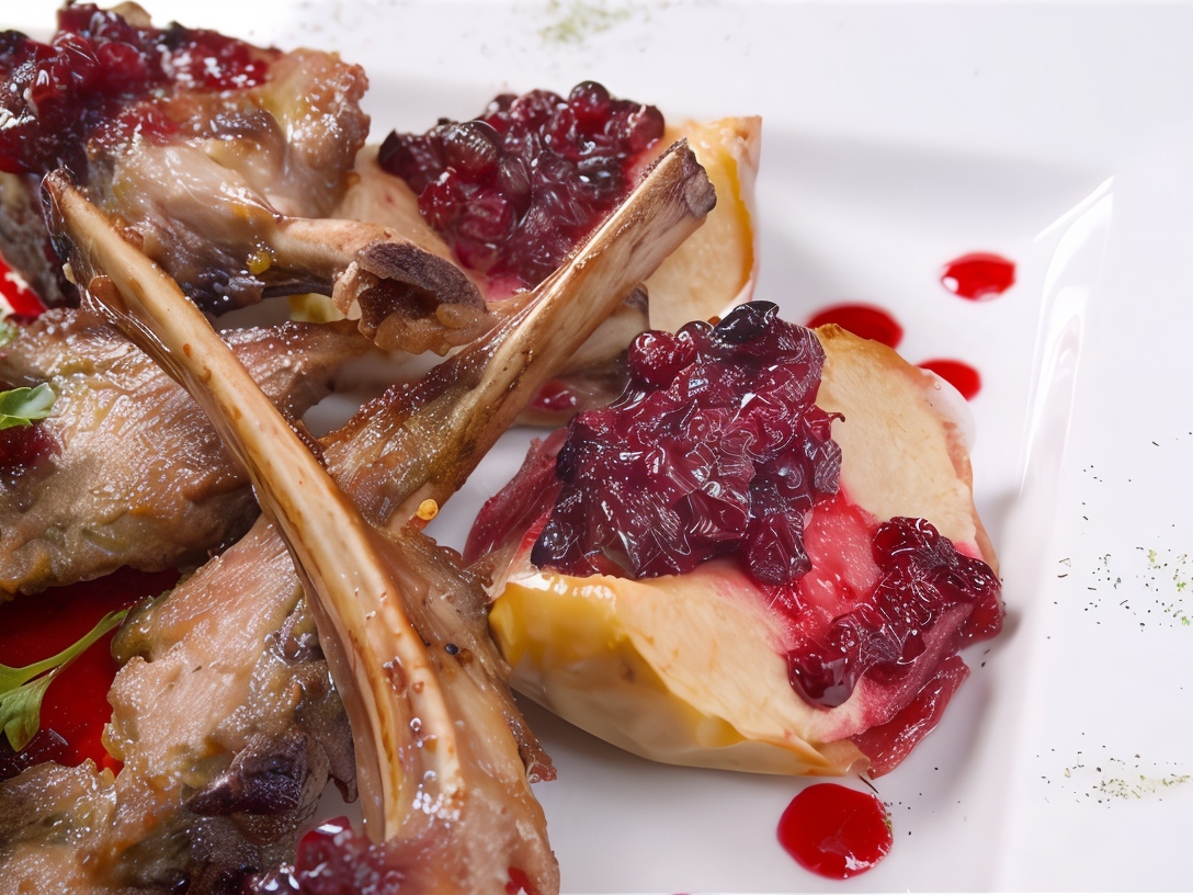 Lamb Ribs with Cranberry Chutney and Cranberry-Wine Sauce