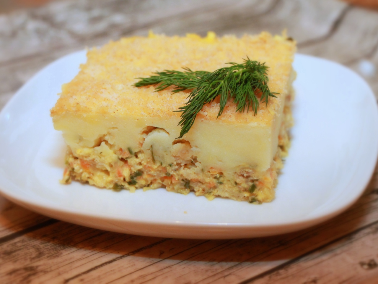 Fish Casserole with Mashed Potatoes