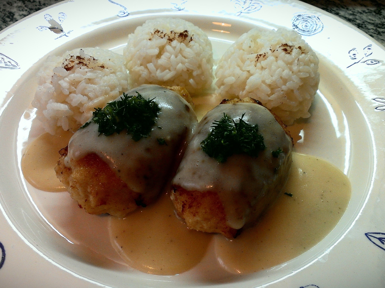Russian Cod Fish Cakes with Cabbage and Bacon