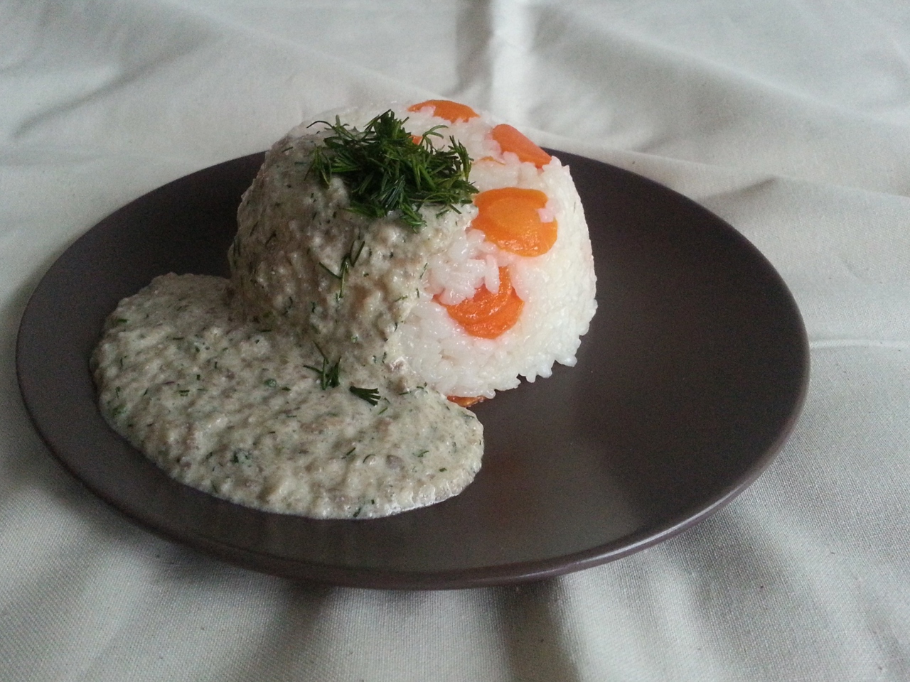 Rice with Carrots in Mushroom Sauce