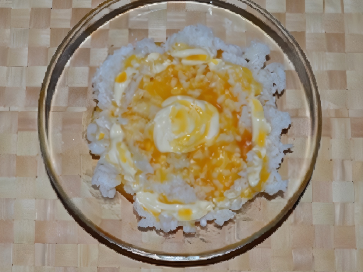 Rice with Sea Buckthorn Syrup and Mayonnaise Sauce