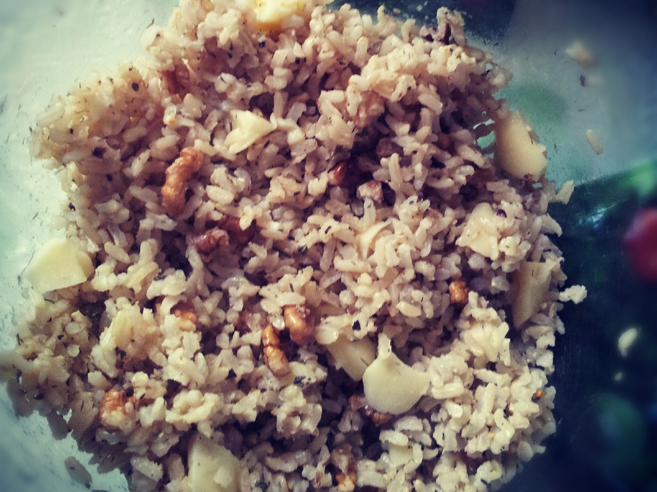 Rice Salad with Suluguni Cheese, Walnuts, and Curry