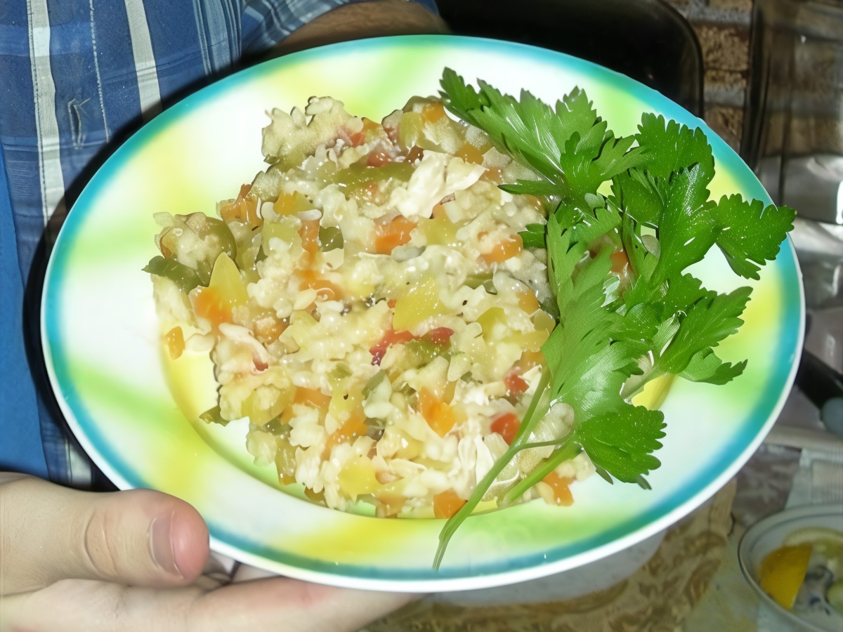 Risotto with Chicken, Zucchini, and Bell Peppers