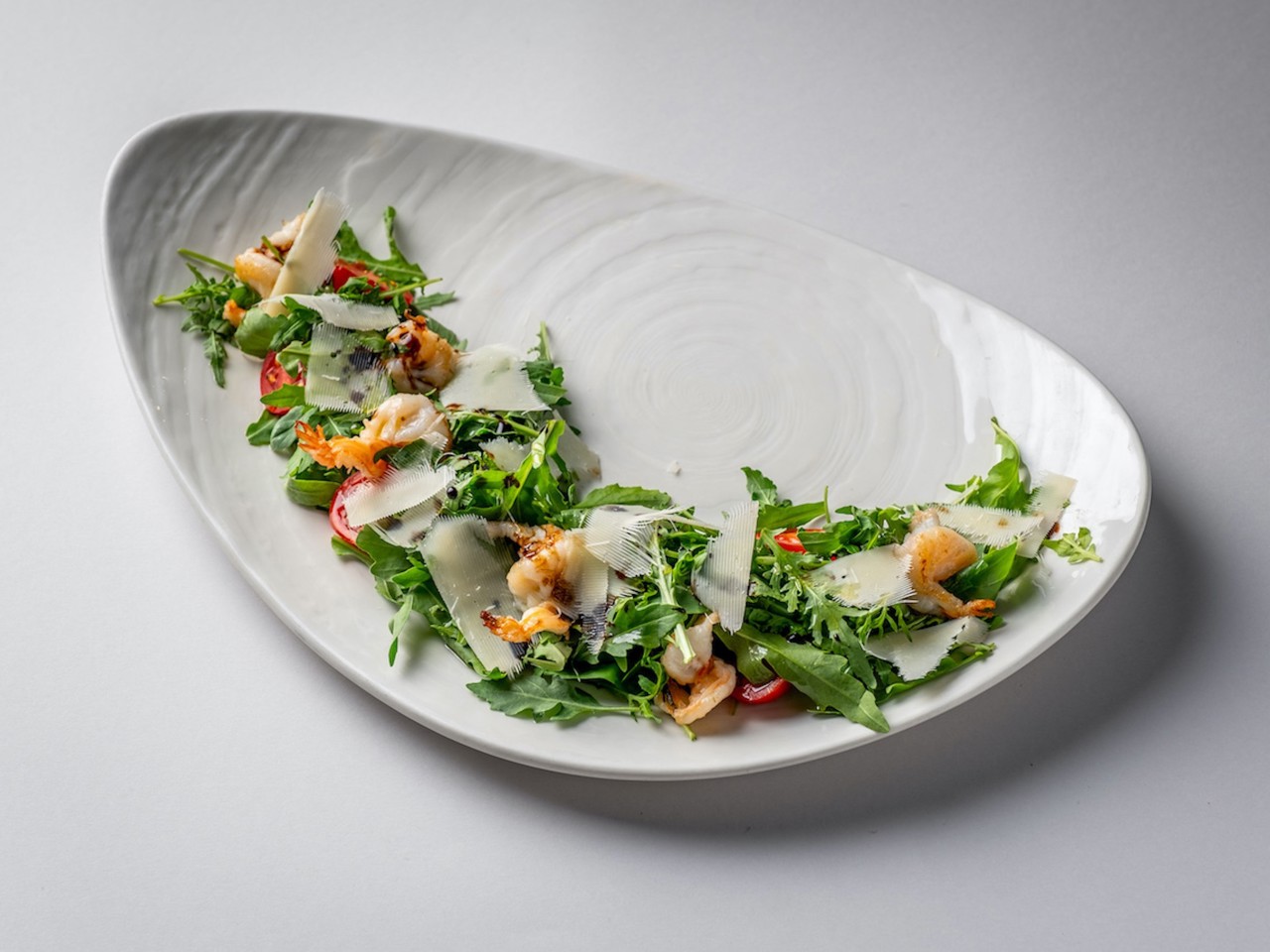 Arugula with Fried Shrimp
