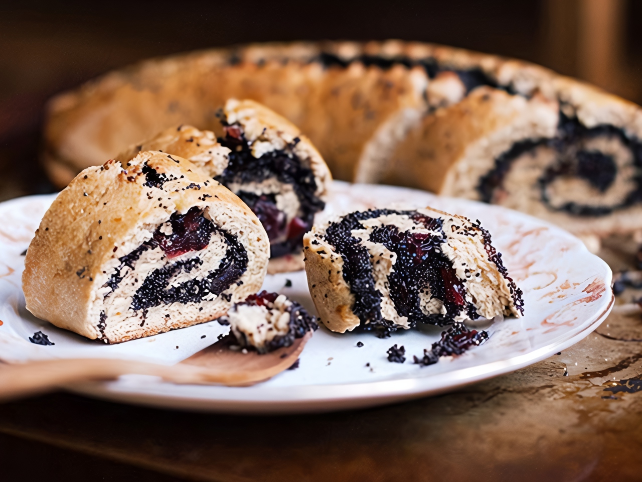 Poppy Seed Roll with Cranberries