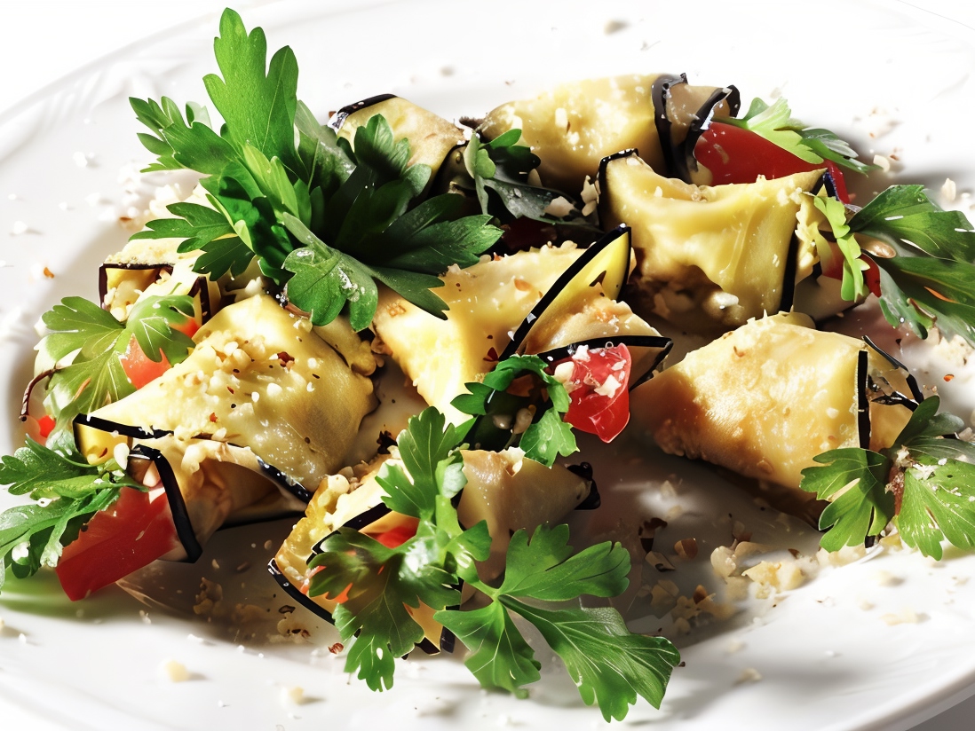 Eggplant Rolls with Sun-Dried Tomatoes, Prosciutto, and Mozzarella