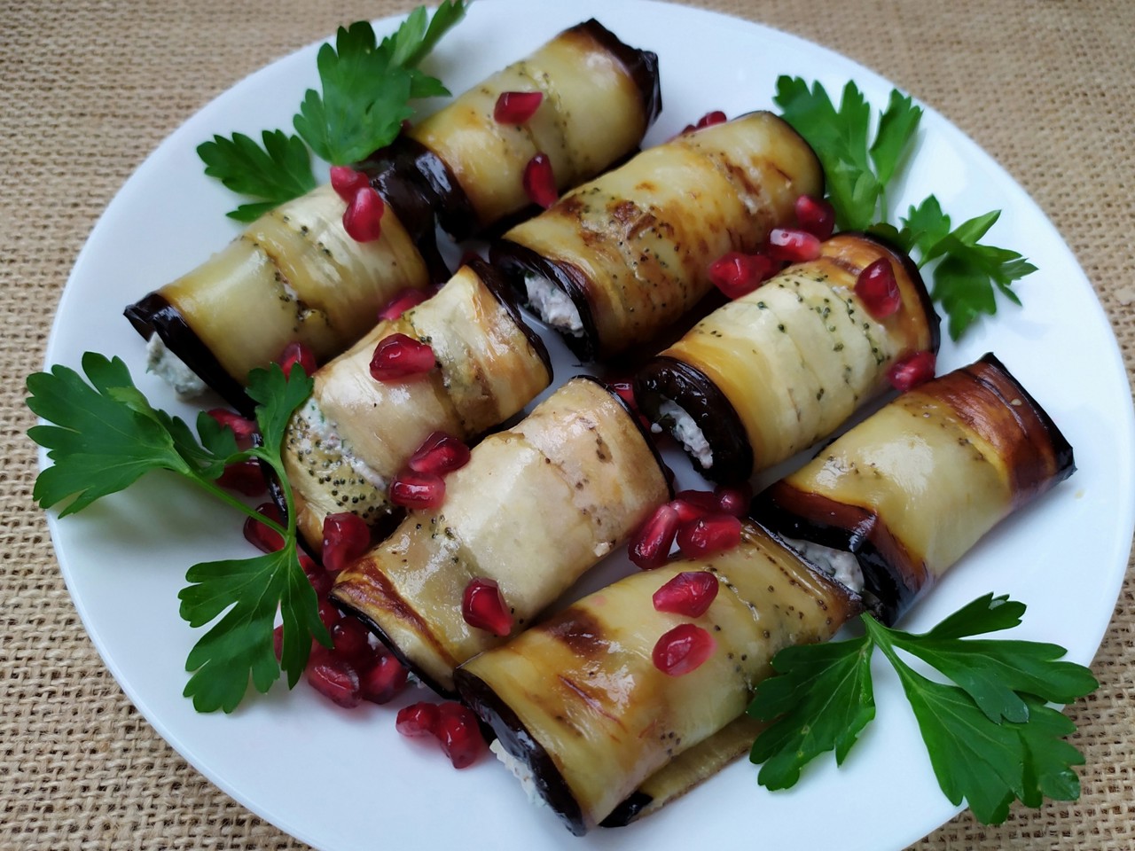 Eggplant Rolls with Cream Cheese and Walnuts