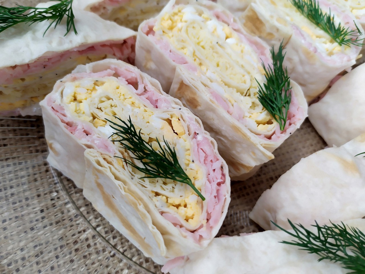 Lavash Rolls with Ham, Cheese, and Egg