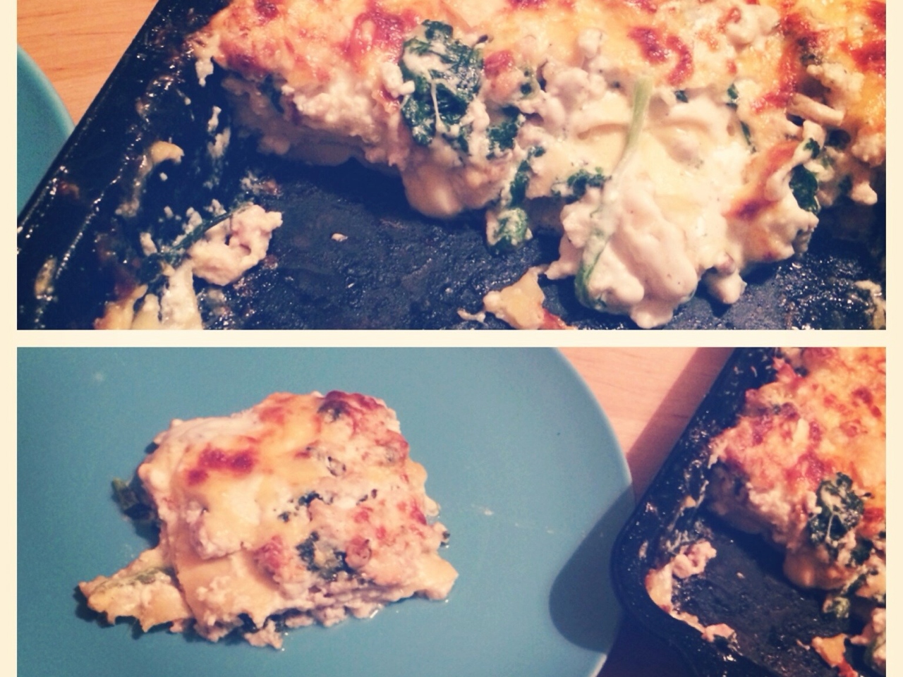 Golden Lasagna with Spinach and Chicken in Béchamel Sauce