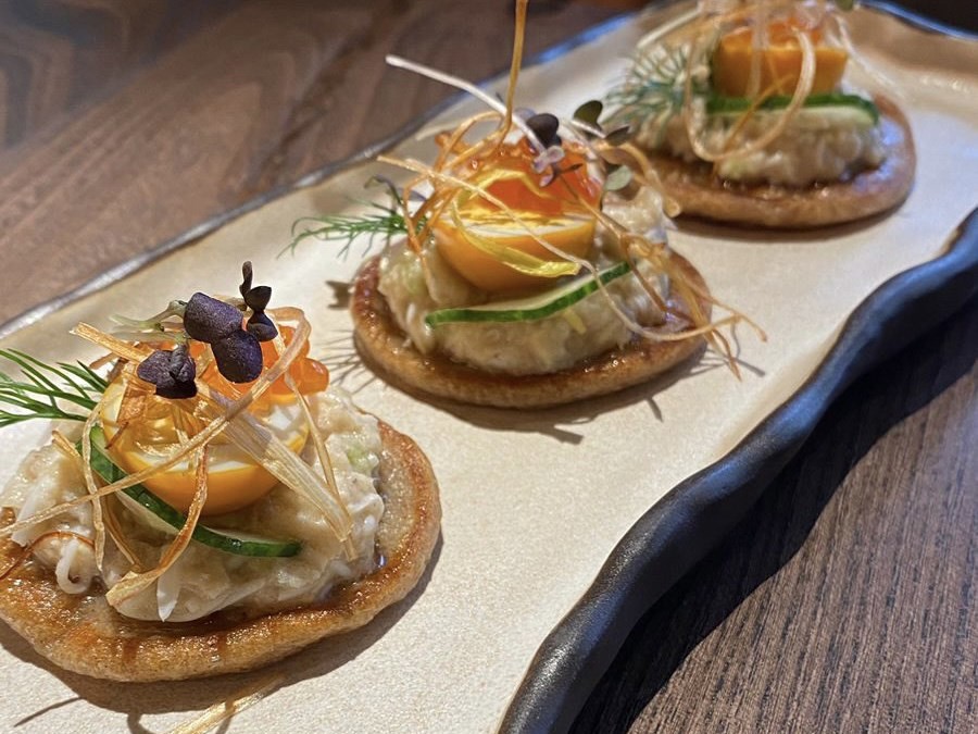 Rye Pancakes with Herring Forcemeat