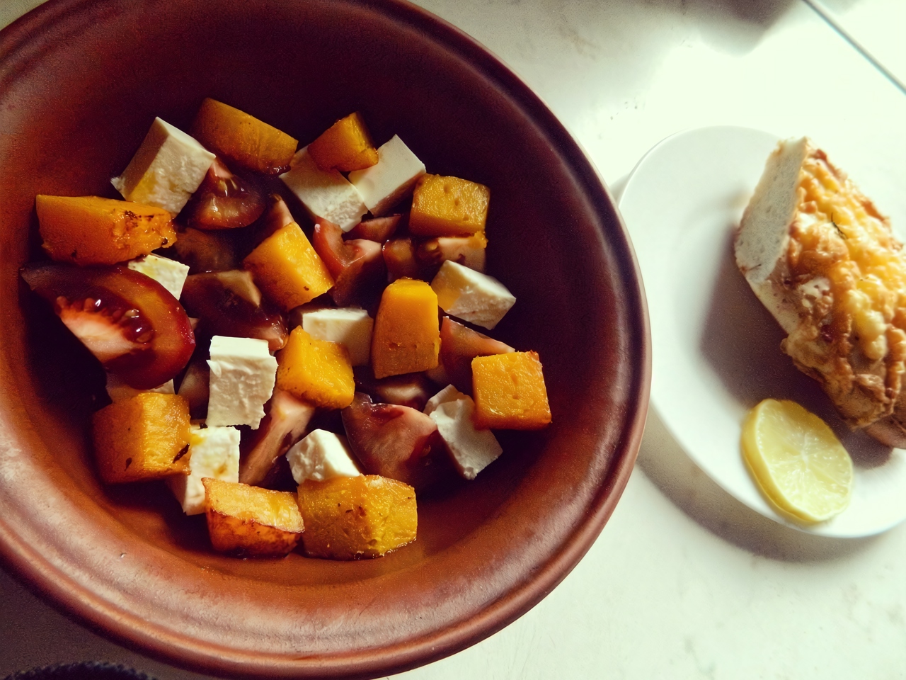 Salad with Pumpkin and Feta Cheese