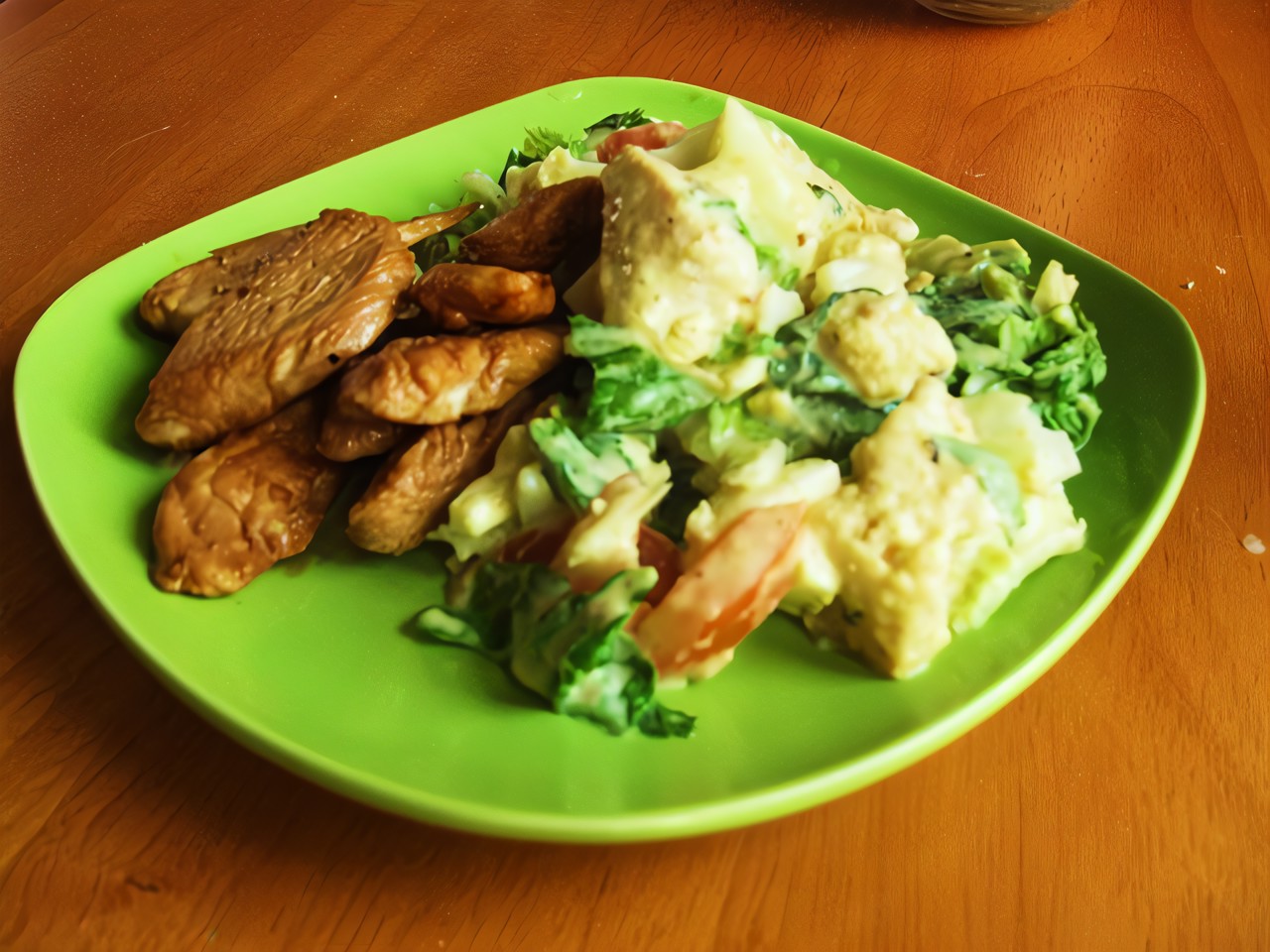 Classic Caesar Salad with Chicken and Mustard Dressing