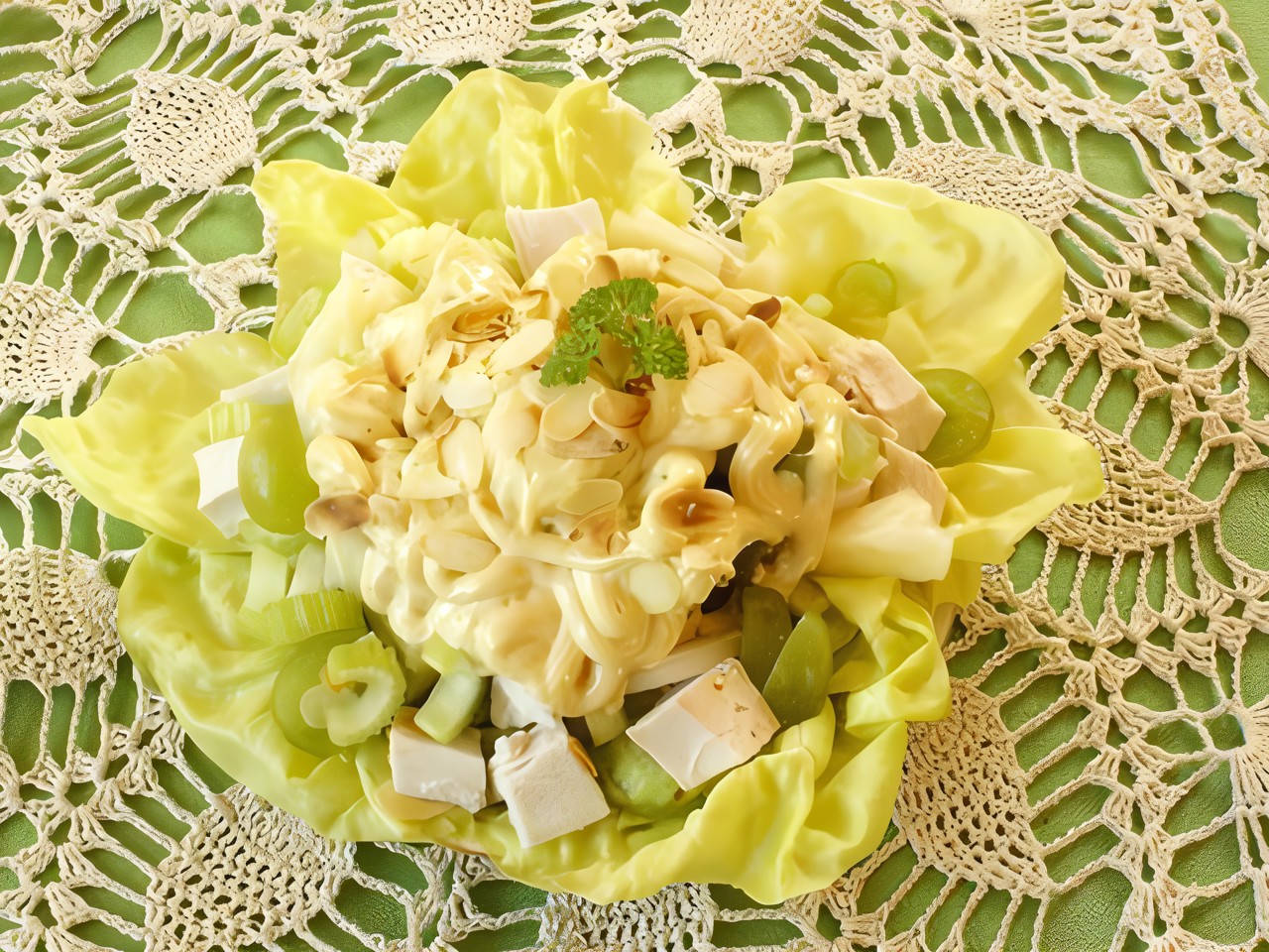 Chicken Salad with Pasta, Celery, and Mushrooms