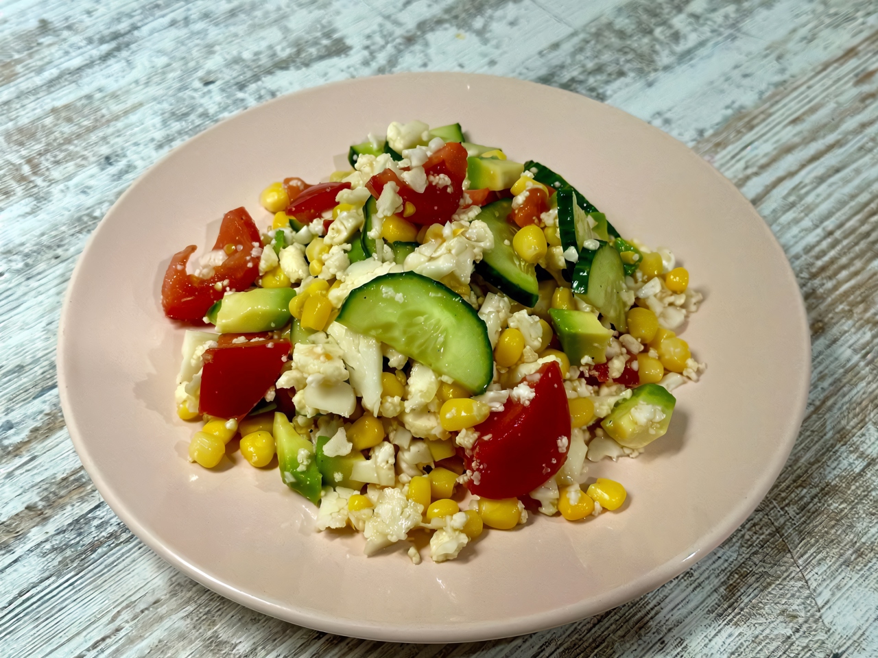 Cauliflower Salad with Vegetables and Avocado