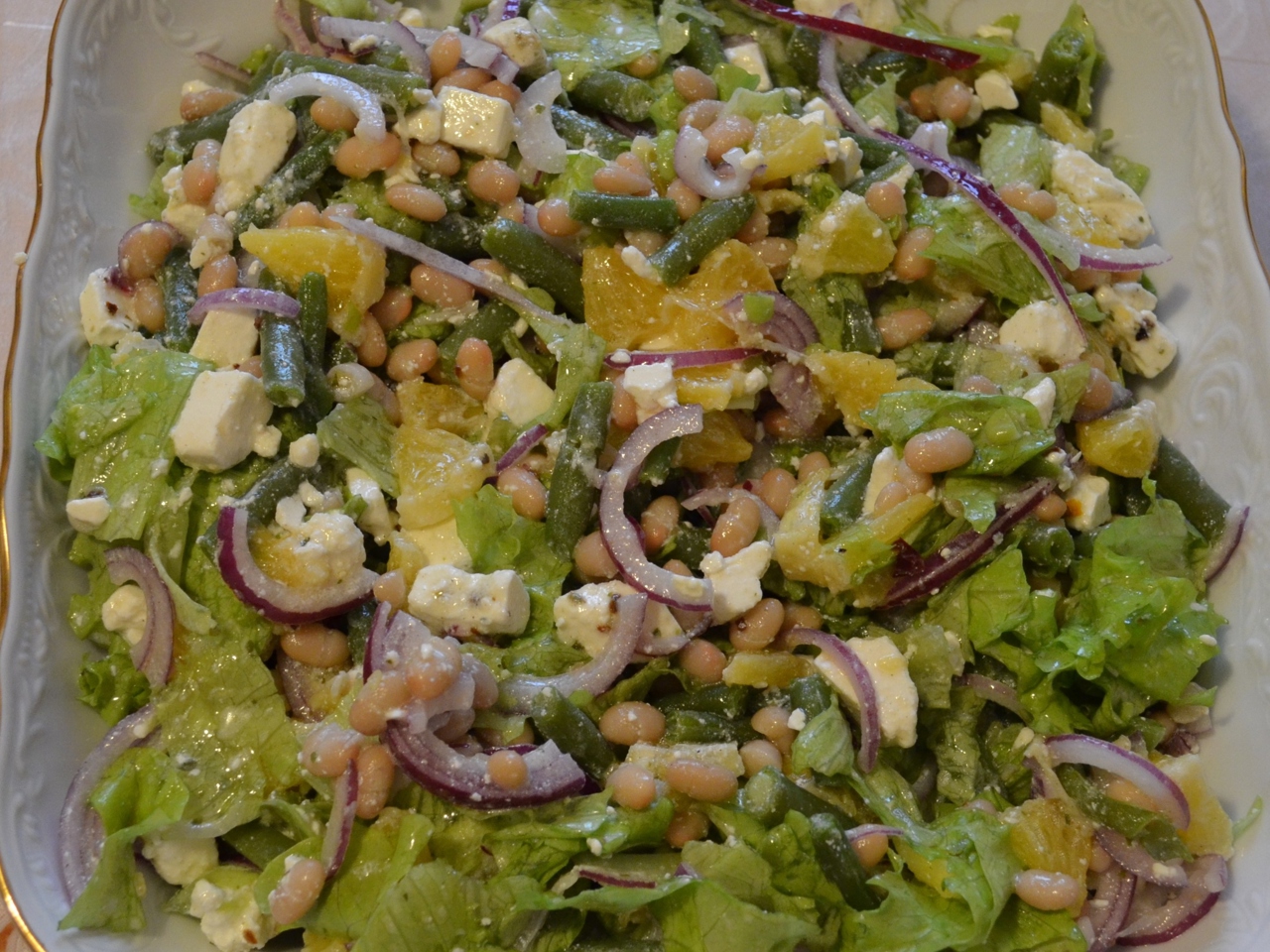 Bean Salad with Feta, Sweet Onions, and Oranges