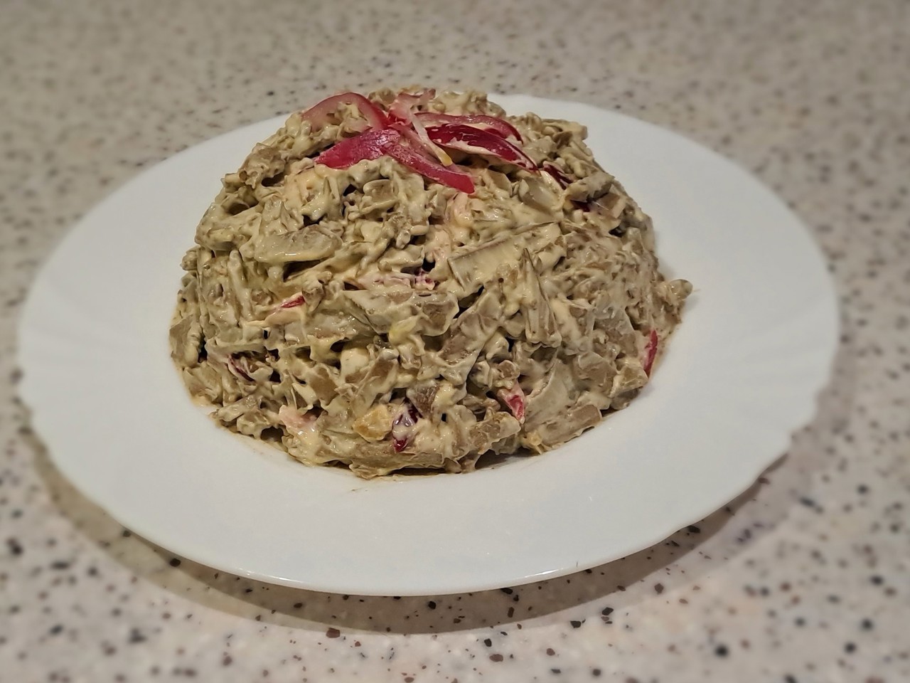 Beef Liver Salad with Pickled Onions