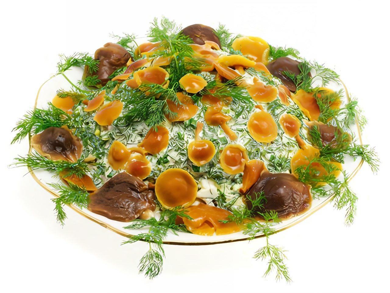 Mushroom Salad with Cheese Dressing and Herbs