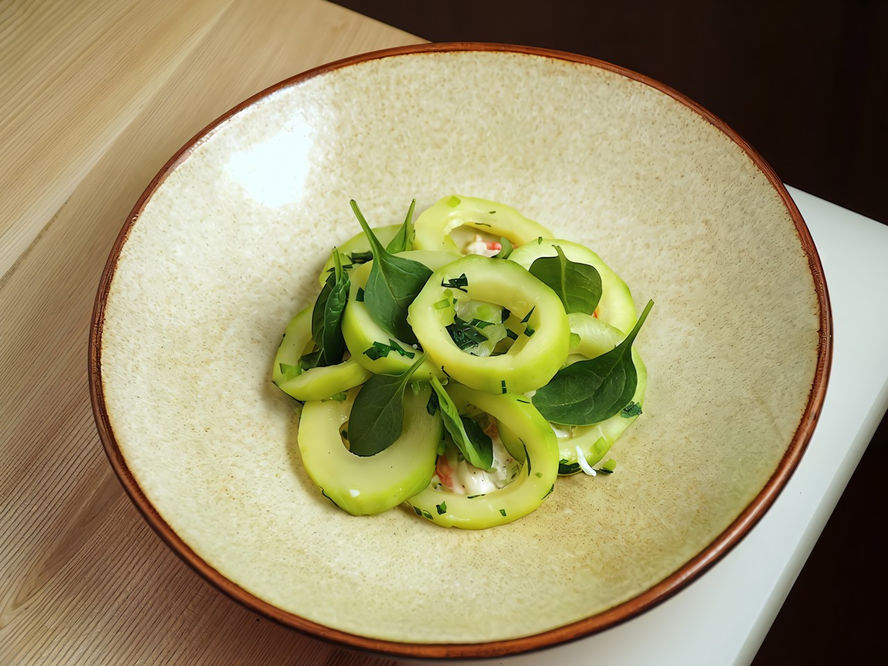 Zucchini Salad with Kamchatka Crab and Truffle Aioli