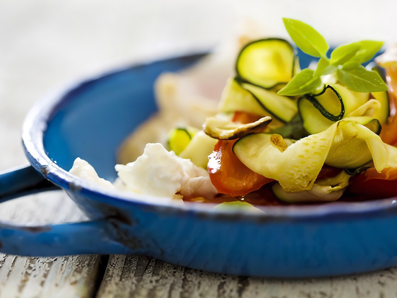 Zucchini Salad with Sweet Pepper, Cheese, and Sage